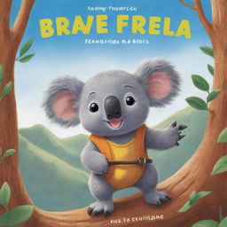 Book cover featuring a brave koala on an adventure, traversing diverse landscapes in search of his friends.