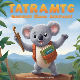 Cartoon-style book cover featuring a lovable koala embarking on a grand adventure to find his friends.