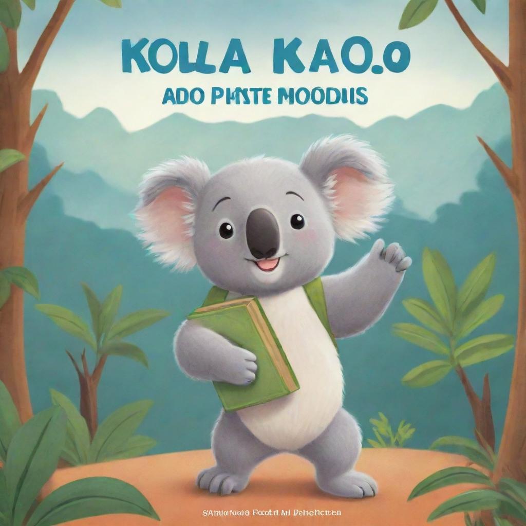 Cartoon-style book cover featuring a lovable koala embarking on a grand adventure to find his friends.