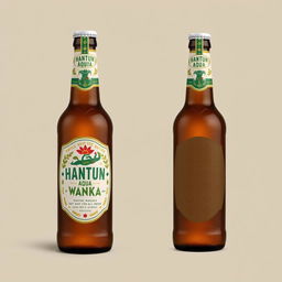 Design a beer bottle with the brand name "HANTUN AQUA WANKA