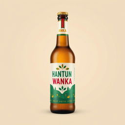 Design a beer bottle with the brand name "HANTUN AQUA WANKA