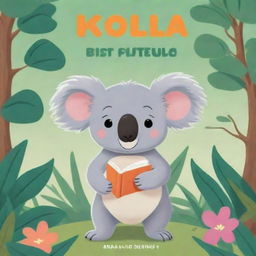 Cartoon-style book cover focusing on a cute koala who's on an adventure to find his friends, designed to appeal to young girls.