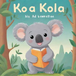 Cartoon-style book cover focusing on a cute koala who's on an adventure to find his friends, designed to appeal to young girls.