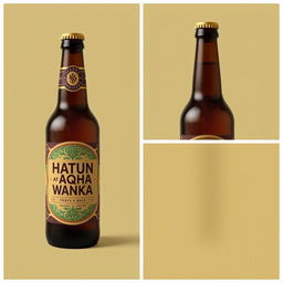 Design a beer bottle with the brand name "Hatun Aqha Wanka