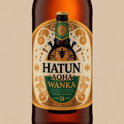 Design a beer bottle with the brand name "Hatun Aqha Wanka