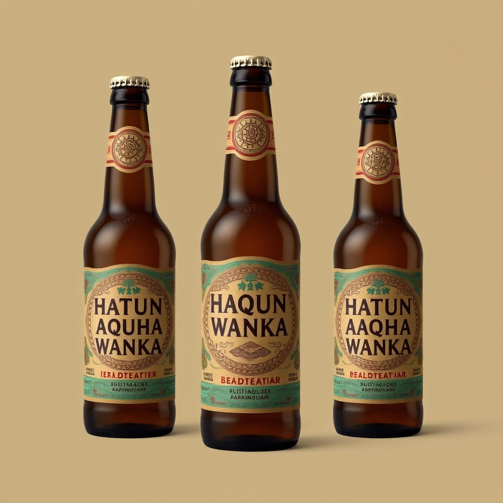 Design a beer bottle with the brand name "Hatun Aqha Wanka