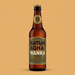 Design a beer bottle with the brand name "Hatun Aqha Wanka