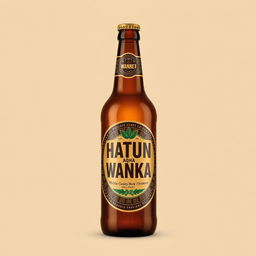 Design a beer bottle with the brand name "Hatun Aqha Wanka