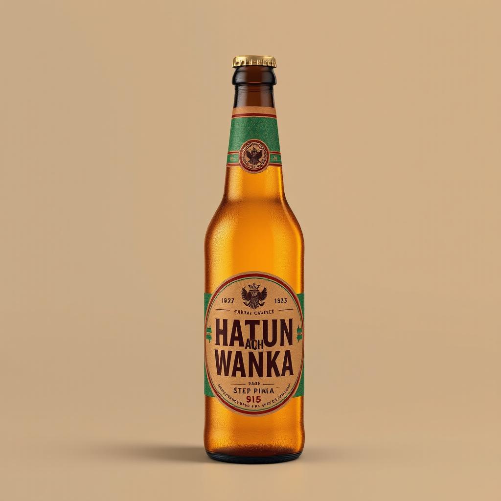 Design a beer bottle with the brand name "Hatun Aqha Wanka