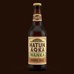 Design a beer bottle with the brand name "Hatun Aqha Wanka