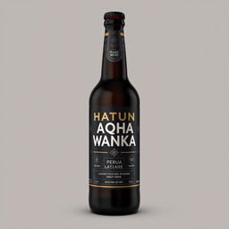 Design a beer bottle with the brand name "Hatun Aqha Wanka" featuring a black label