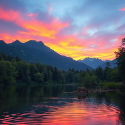 A serene landscape capturing the beauty of nature at sunrise