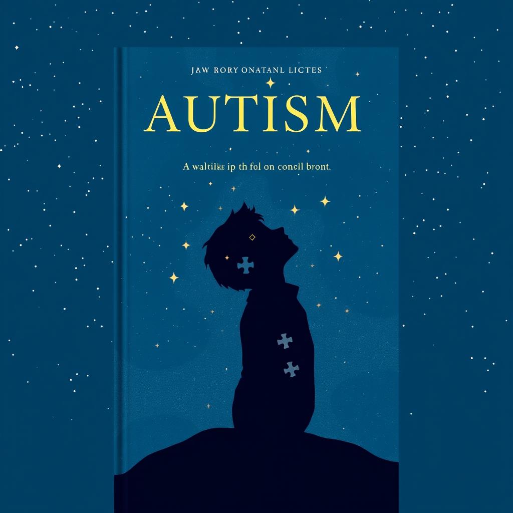 A book cover with a navy blue theme, featuring a starry sky as the backdrop