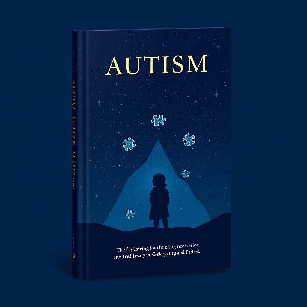 A book cover in a navy blue theme, featuring a starry sky background