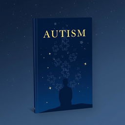 A book cover in a navy blue theme, featuring a starry sky background