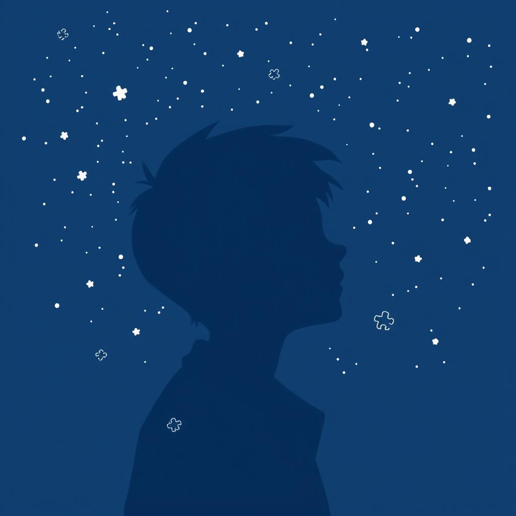 An illustration with a navy blue theme, featuring a starry sky