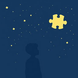 An illustration with a navy blue theme, featuring a starry sky