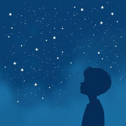 An illustration with a navy blue theme, featuring a starry sky