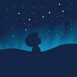 An illustration with a navy blue theme, featuring a starry sky