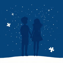 An illustration with a navy blue theme, featuring a starry sky