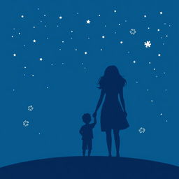 An illustration with a navy blue theme, featuring a starry sky