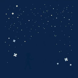 A navy blue-themed illustration featuring a starry sky, symbolizing autism