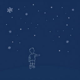 A navy blue-themed illustration featuring a starry sky, symbolizing autism