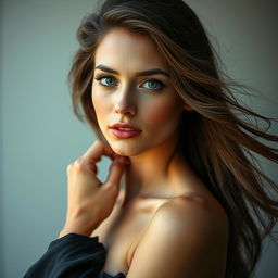 A beautiful sexy woman with alluring features, captivating eyes, and an elegant pose