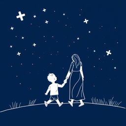 A navy blue-themed illustration featuring a starry sky, symbolizing autism