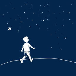 A navy blue-themed illustration featuring a starry sky, symbolizing autism