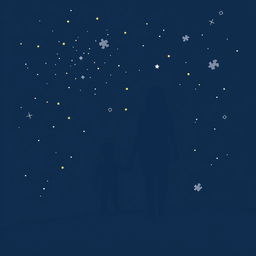 A navy blue-themed illustration featuring a starry sky, symbolizing autism