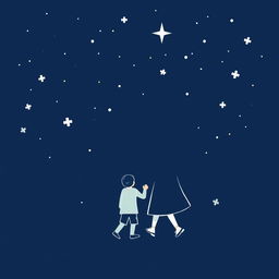 A navy blue-themed illustration featuring a starry sky, symbolizing autism