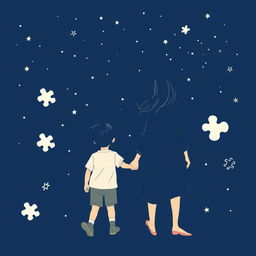 A navy blue-themed illustration featuring a starry sky, symbolizing autism