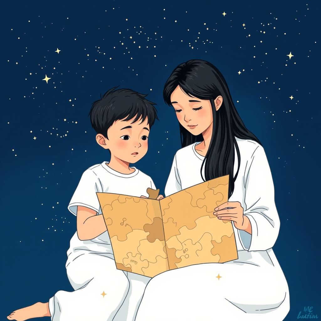 A navy blue-themed illustration featuring a starry sky, symbolizing autism