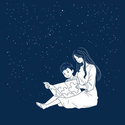 A navy blue-themed illustration featuring a starry sky, symbolizing autism