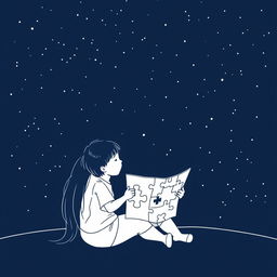 A navy blue-themed illustration featuring a starry sky, symbolizing autism