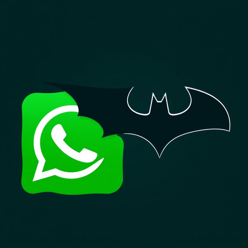 A creative and inspired logo design that combines elements from both WhatsApp and Batman