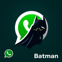 A creative and inspired logo design that combines elements from both WhatsApp and Batman