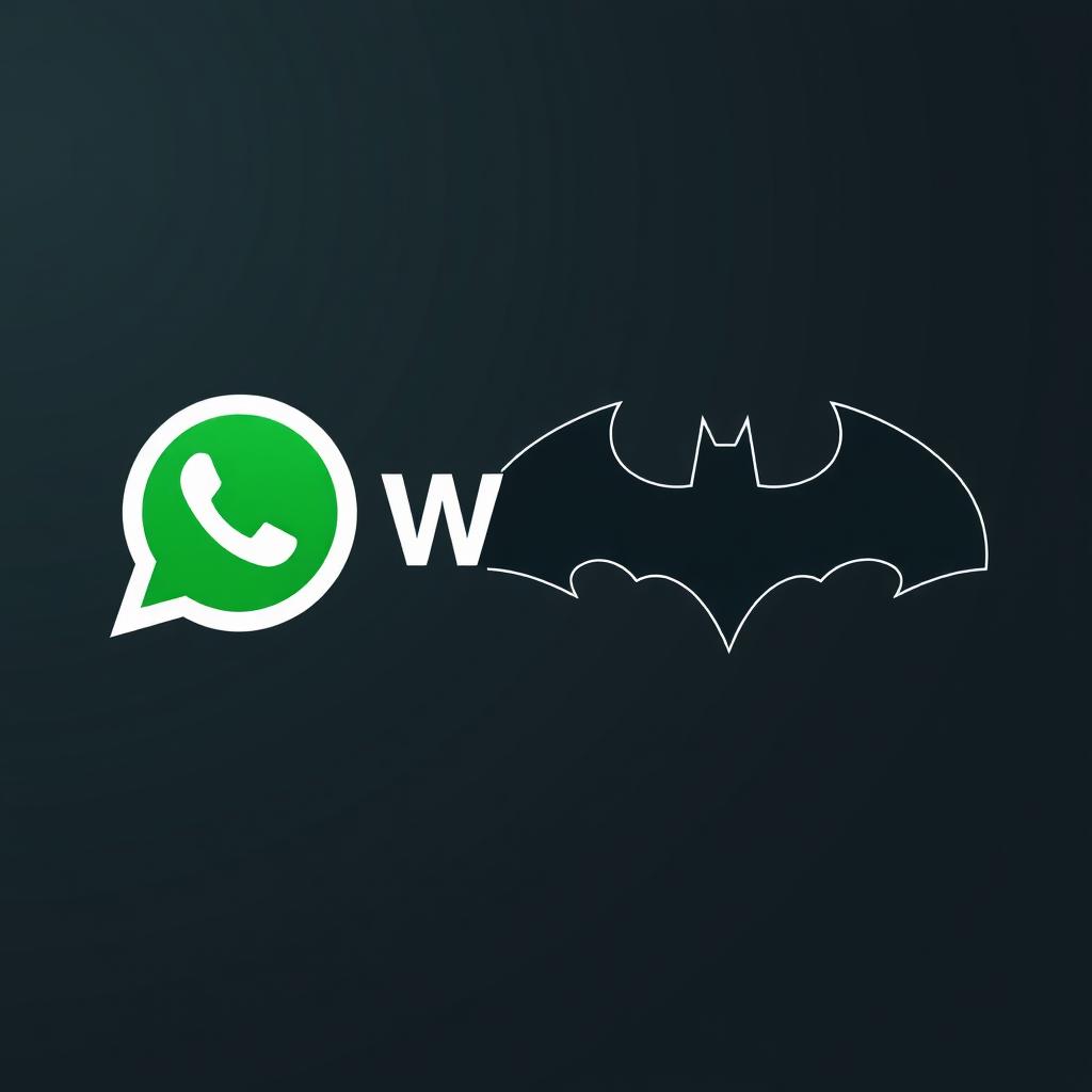 A creative and inspired logo design that combines elements from both WhatsApp and Batman