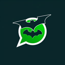 A creative and inspired logo design that combines elements from both WhatsApp and Batman