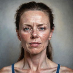 A realistic portrait of a woman, displaying strength and elegance