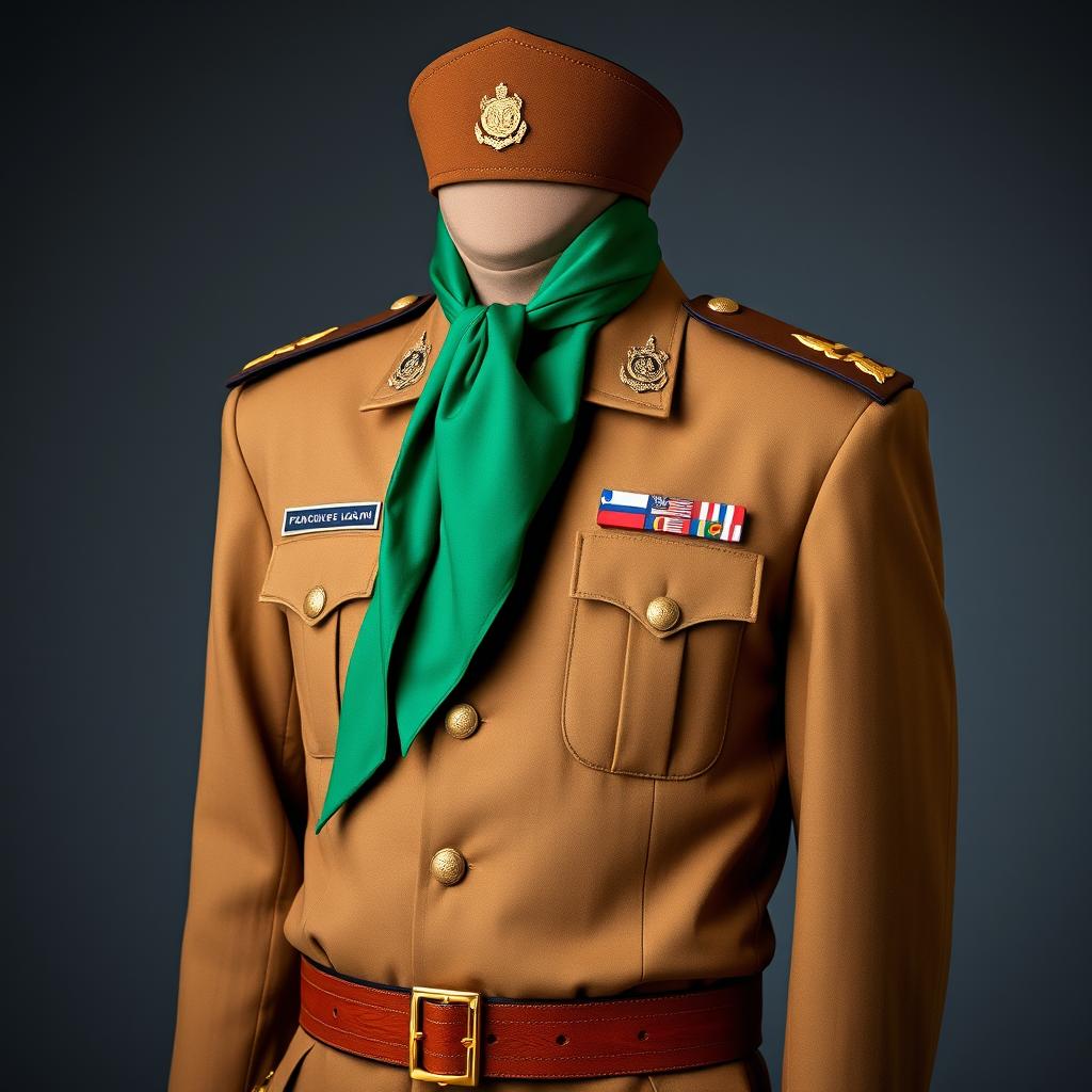 Men's ceremonial uniform for Pandu scouts, featuring a long-sleeved design in earthy lenchung brown color