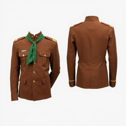 Men's ceremonial uniform for Pandu scouts, featuring a long-sleeved design in earthy lenchung brown color