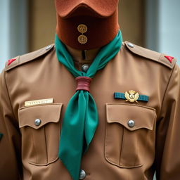 Men's ceremonial uniform for Pandu scouts, featuring a long-sleeved design in earthy lenchung brown color