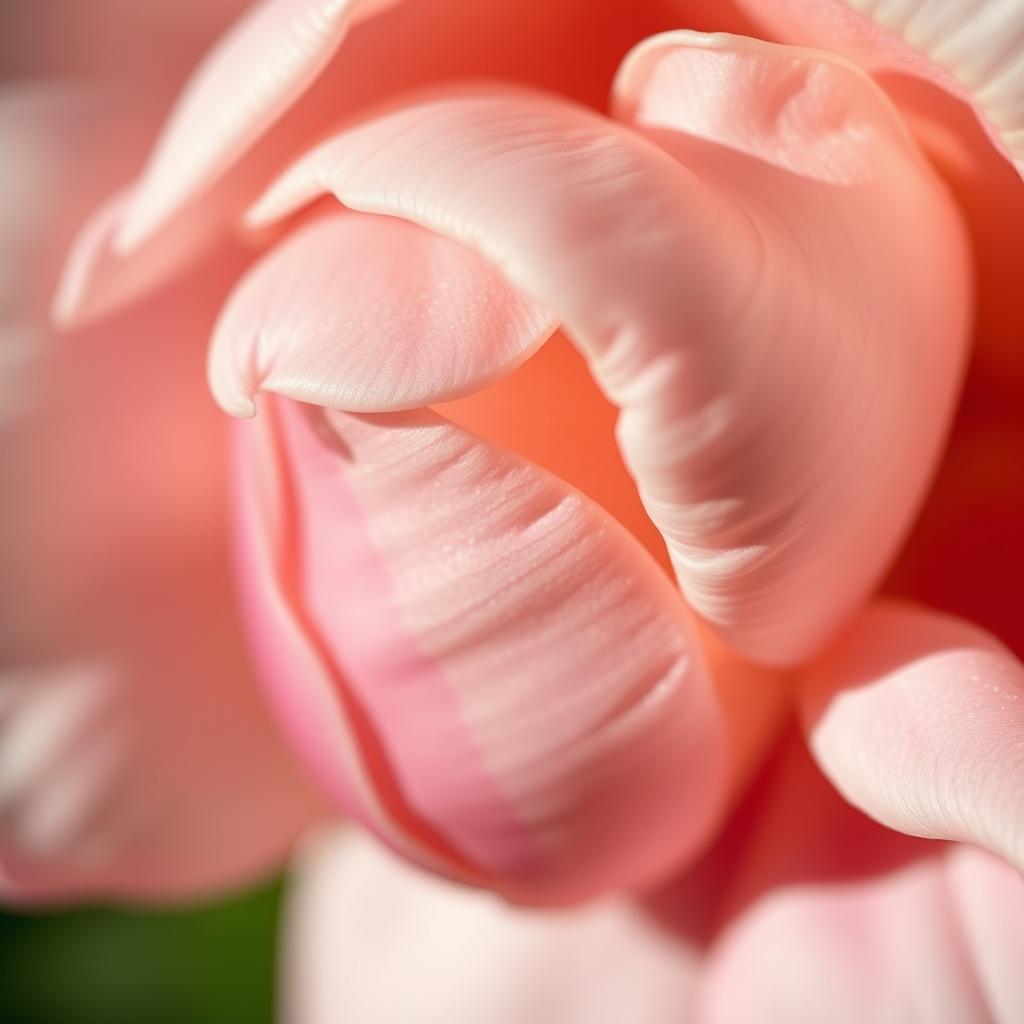 Close-up artistic depiction of a flower subtly resembling female anatomy, capturing the delicate details and curvature of petals akin to human form, gentle shadows, and warm lighting to emphasize beauty and nature