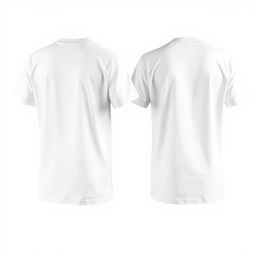 A plain white t-shirt displayed from both the front and back views