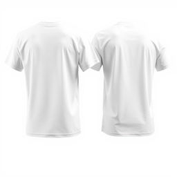 A plain white t-shirt displayed from both the front and back views