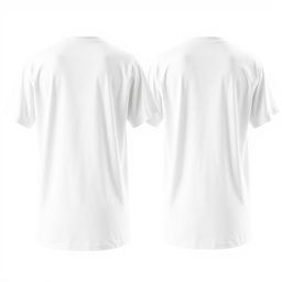 A plain white t-shirt displayed from both the front and back views