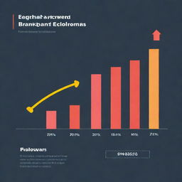 An infographic displaying the growth in followers, engagement, and reach of a brand on social media, with rising lines and bar graphs in brand's specific colors.