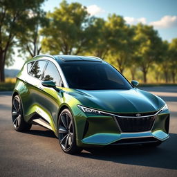 A sleek and futuristic eco-friendly car design named 'Eco Lancer 8'